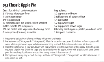 o32 Apple Pie Recipe Card
